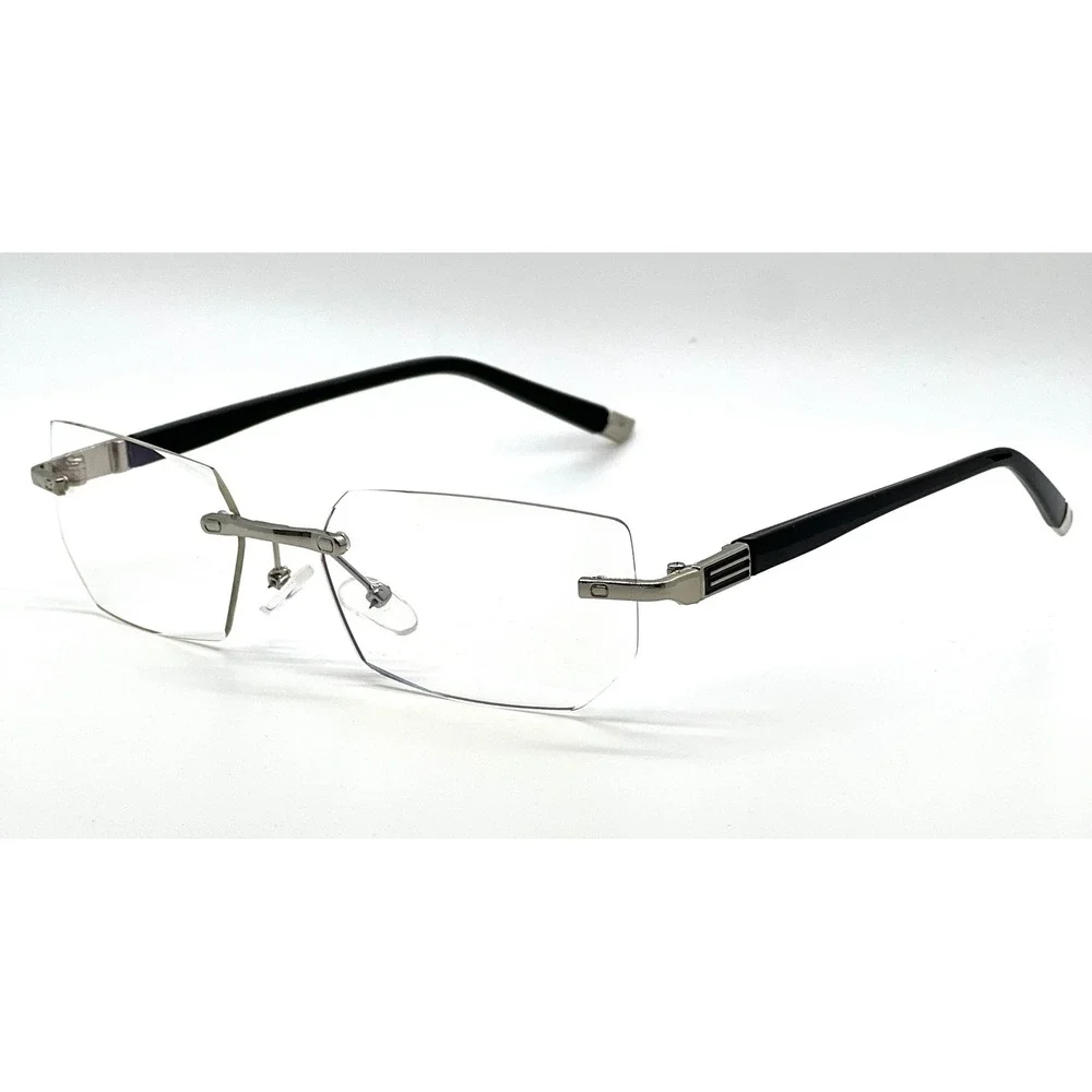 Mens Rimless Rectangular Sunglasses Clear Lens Eyewear Blue Light Retro Classy‎